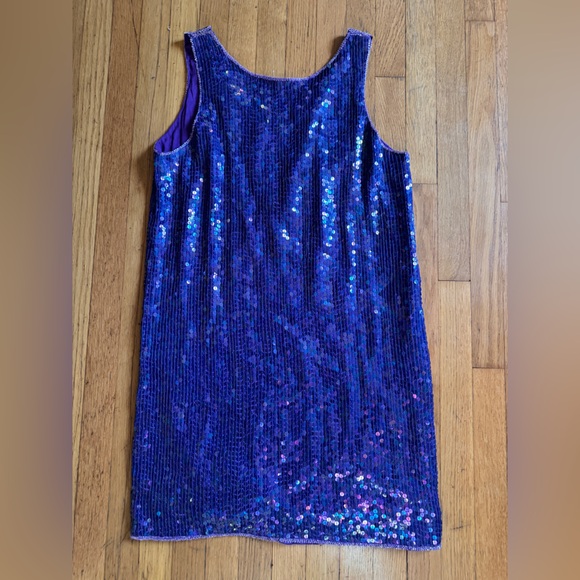 80s Vintage Purple Sequin and Beaded Shift Dress - Picture 9 of 9